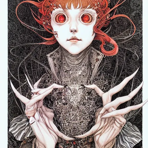 Image similar to prompt: Portrait painted in Mobius style drawn by Vania Zouravliov and Takato Yamamoto, inspired by Fables, intricate acrylic gouache painting, high detail, sharp high detail, manga and anime 2000