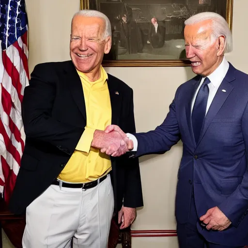 Prompt: walter white meeting joe biden, potrait, ultra realistic, award winning