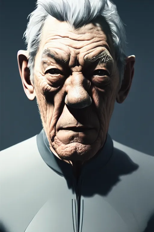 Image similar to portrait of ian mckellen as batman. intricate abstract. intricate artwork. by tooth wu, wlop, beeple, dan mumford. octane render, trending on artstation, greg rutkowski very coherent symmetrical artwork. cinematic, hyper realism, high detail, octane render, 8 k