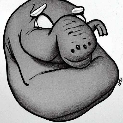 Prompt: sad anthropomorphic hippo, child book drawing, super detailed, trending on artstation