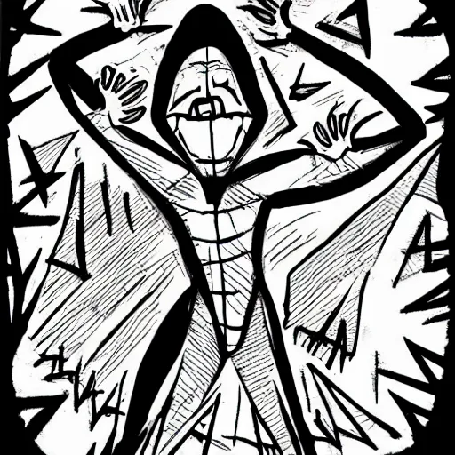 Prompt: line drawing of terrifying black ghost shadow shouting, sensual dancing, interdimensional, maniac, paranoic, soul eater, assasin, stalking, lost sight, scaring, horror, nightmare, panic, aggresive strokes