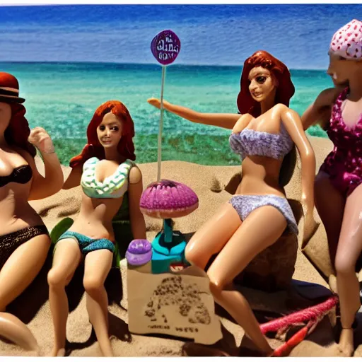 Prompt: girls on the beach diorama