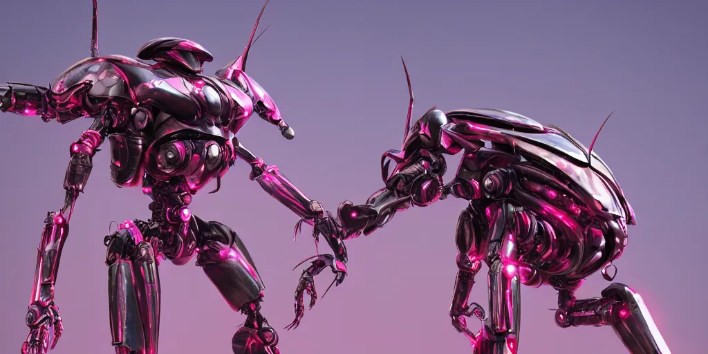 Prompt: a metal insect - like of female mecha like beetles is in pink and red collection by merriam, daniel, intricate mechanical details, futuristic, 2 k aesthetic, dramatic lighting, 4 k, 3 d octane render, provenance, detailed, trending on artstation