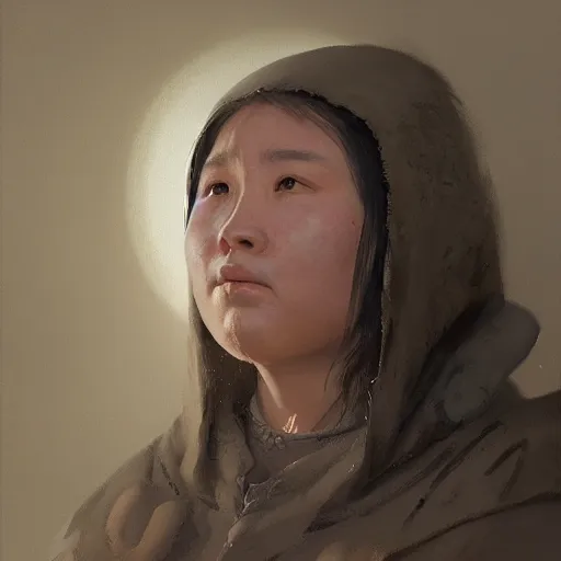 Image similar to a medieval healer from china, female, chubby, brilliant and uptight, sci fi character portrait by Greg Rutkowski, Craig Mullins