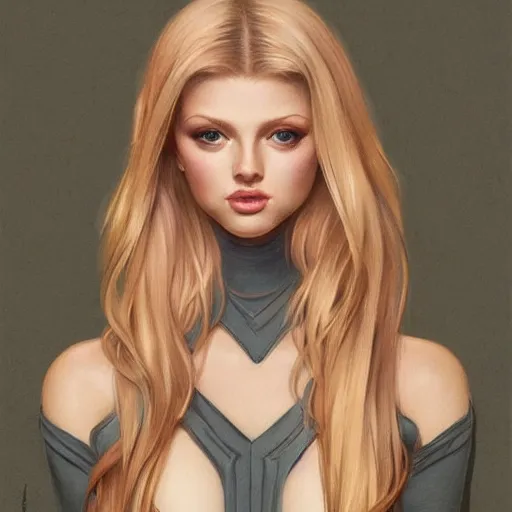 Prompt: portrait of loren gray wearing a skintight dress, intricate, elegant, highly detailed, digital painting, artstation, concept art, smooth, sharp focus, illustration, art by artgerm and greg rutkowski and alphonse mucha, 8 k