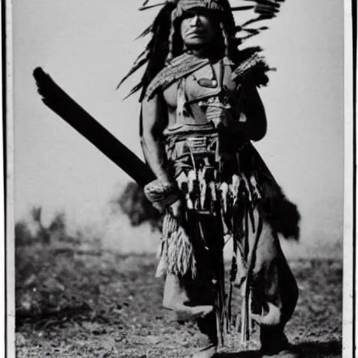 Image similar to old photo of an apache warrior