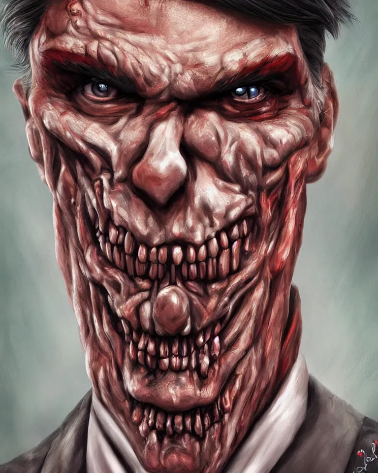 Image similar to a realistic digital painting portrait of bolsonaro as a zombie clown by artgerm