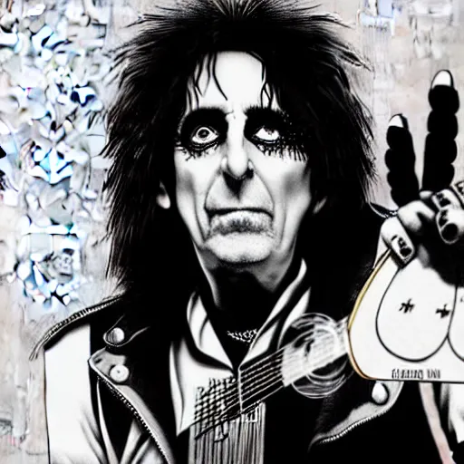 Prompt: Alice cooper in the style of terry gillam
