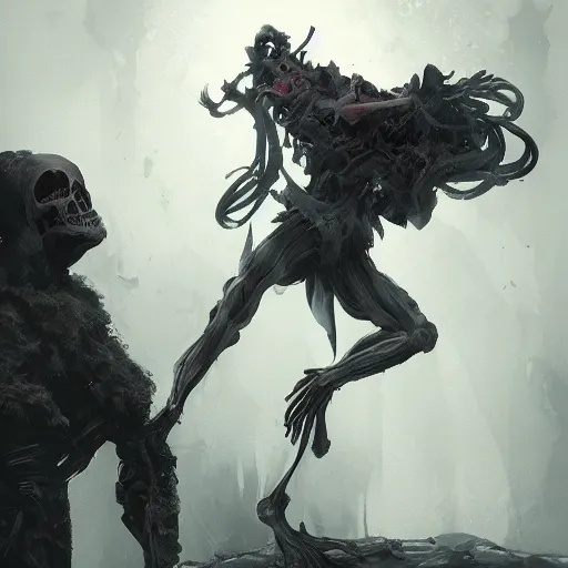 Image similar to A Doctor defeats the personification of Death, by Cedric Peyravernay, highly detailed, excellent composition, cinematic concept art, dramatic lighting, trending on ArtStation