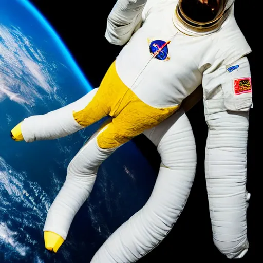 Prompt: a banana wearing an astronaut suit