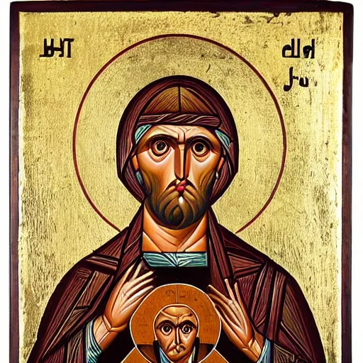 Prompt: animal sloth, face of a sloth, portrait, ancient byzantine icon, roman catholic icon, saintly, orthodox