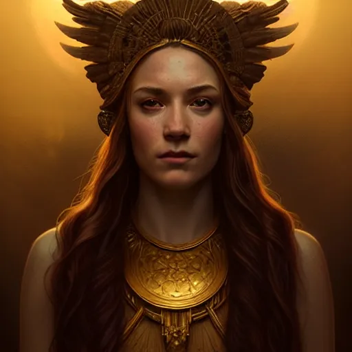 Image similar to majestic gracious regal seductive oracle of delphi portrait, ancient greece, atmospheric lighting, painted, intricate, volumetric lighting, beautiful, rich deep colours masterpiece, golden hour, sharp focus, ultra detailed, by leesha hannigan, ross tran, thierry doizon, kai carpenter, ignacio fernandez rios