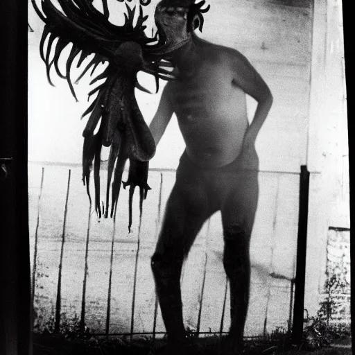 Prompt: picture of a complex cronenbergian disgusting and montruous creature in louisiana, southern gothic, photograph by diane arbus