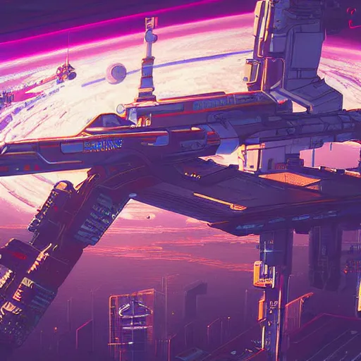 Prompt: space station from ending on cyberpunk 2 0 7 7, highly detailed, digital painting