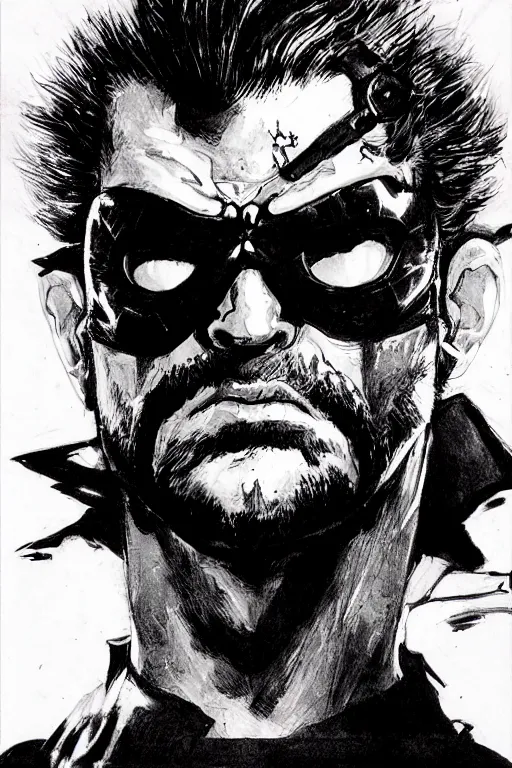 Image similar to portrait of punished duke nukem, concept art by yoji shinkawa, felt tip pen