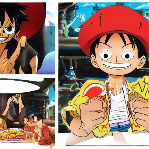 Image similar to luffy in McDonald's