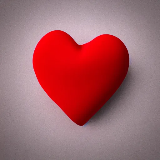 Image similar to 3d render of a badly formed red putty heart shape in the middle of a gray sheet of paper