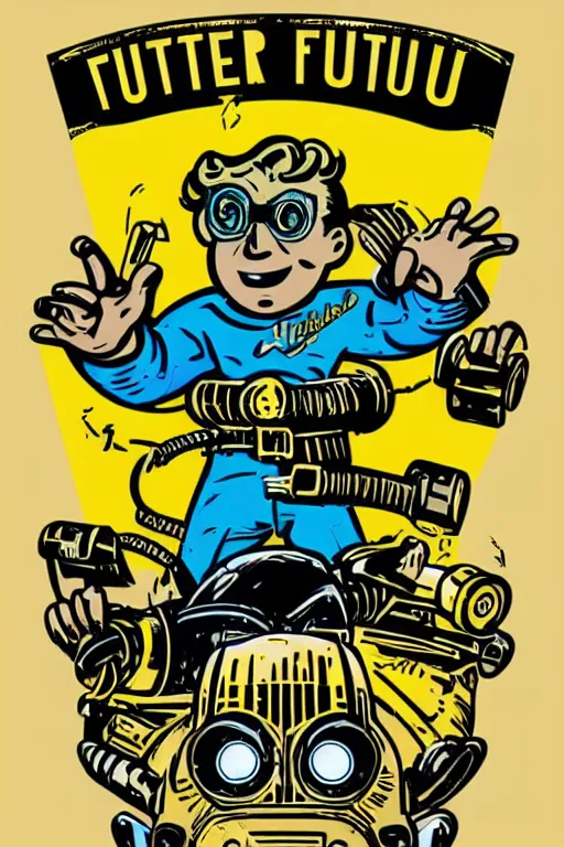 Image similar to fallout 7 6 retro futurist illustration art by butcher billy, sticker, colorful, illustration, highly detailed, simple, smooth and clean vector curves, no jagged lines, vector art, smooth andy warhol style