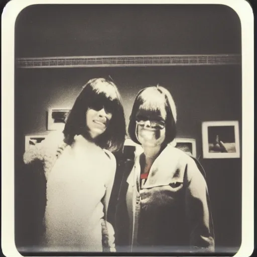 Prompt: visitors in the museum, 7 0 - s, polaroid photo, by warhol,