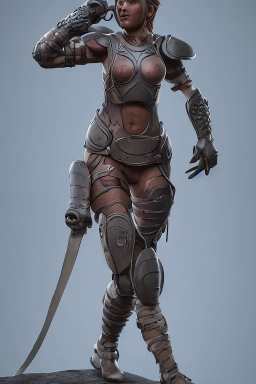 Image similar to a highly detailed zbrush sculpt of athletic girl in armor, concept design, cinematic light, featured on artstation, octane render, path tracing, sharp focus, 4 k