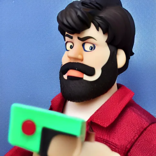 Prompt: youtuber Jontron action figure, 4k photo