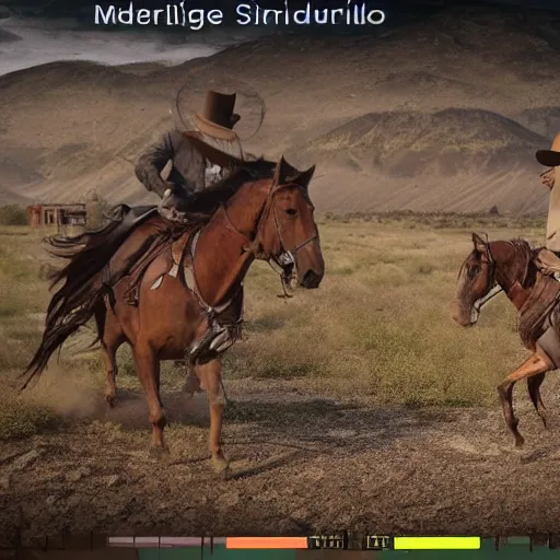 Image similar to stable diffusion vs midjourney in a wild west shootout, cinematic
