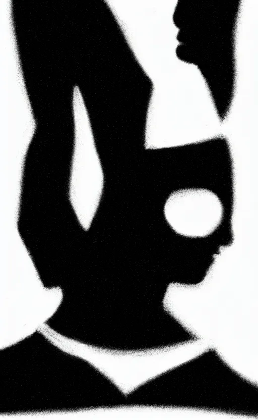 Image similar to black and white silhouette drawing of a person, white background