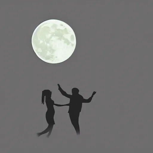 Prompt: a single silhouette dancing, folk, in the moonlight