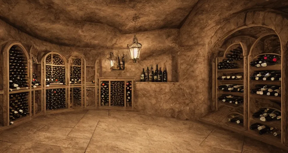 Prompt: A beautiful hyper realistic ultra detailed lifelike matte painting of traditional austrian wine cellar, unreal engine, deviantart, flickr, artstation, octane render, textured, colorful, extreme realistic detail, physically based rendering, pbr render, very detailed, volumetric lighting, detailed lighting, octane render, 4k, cinematic lighting, 8k resolution
