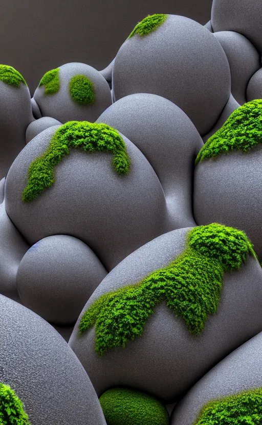 Image similar to highly detailed ultra sharp 3 d render cinematic composition of a smooth ceramic porcelain biomorphic magnolia stone nebula fluid fractal sci - fi surreal architecture landscape, granite, metallic, magnesium, marble, moss and lichen, vincent callebaut composition, mamou - mani, archviz, beautiful lighting, 8 k, unreal engine, hdr,