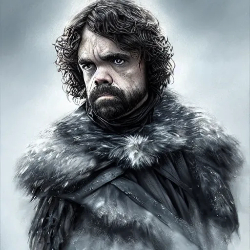 Image similar to peter dinklage as jon snow, digital painting, extremely detailed, 4 k, intricate, brush strokes, mark arian, artgerm, bastien lecouffe - deharme