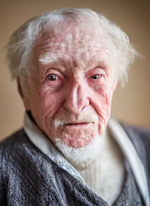 Prompt: dslr photo portrait still of 7 5 year old age 7 5 ronald macdonald at age 7 5!!!, 8 5 mm f 1. 8