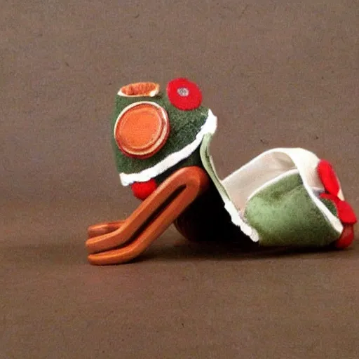 Image similar to marcel the shell with shoes on. By frank lloyd wright