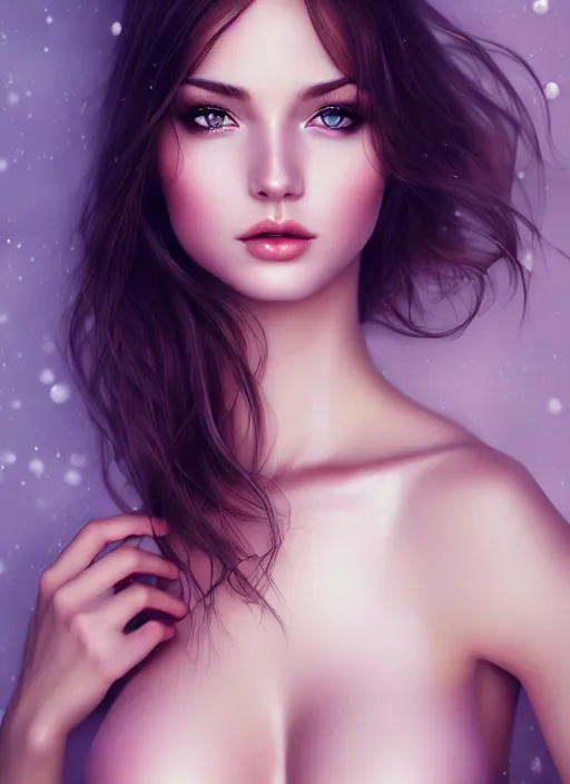 Image similar to a gorgeous female photo, professionally retouched, soft lighting, realistic, smooth face, full body shot, torso, dress, perfect eyes, wide angle, sharp focus on eyes, 8 k high definition, insanely detailed, intricate, elegant, art by artgerm, snowy winter