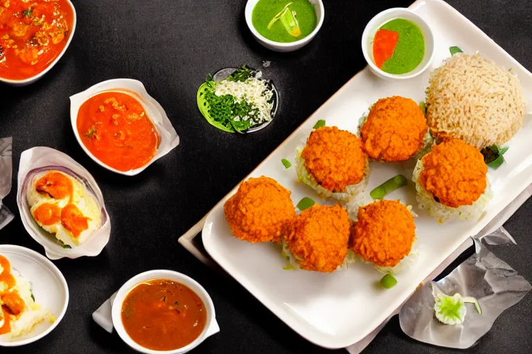 Prompt: vadapav sushi, commercial food photography