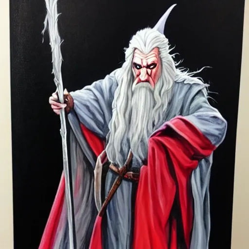 Prompt: gandalf as spawn, painting