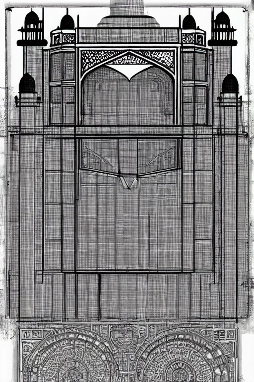 Image similar to taj mahal exploded diagram, technical, clean, blueprint, high detail