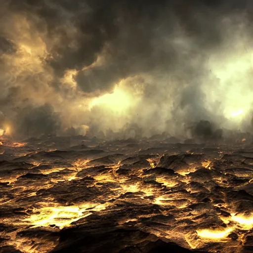 Image similar to chaotic hell, end of world, vray