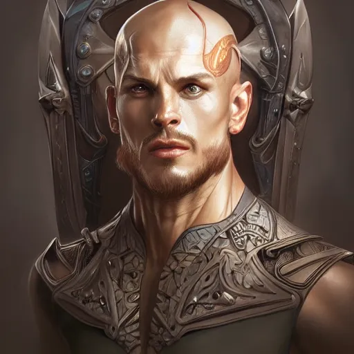 Image similar to portrait of anthropomorphic shark warrior, muscular, casual sport clothes, fantasy, horror, intricate, elegant, highly detailed, digital painting, artstation, concept art, matte, sharp focus, illustration, art by Artgerm and Greg Rutkowski and Alphonse Mucha