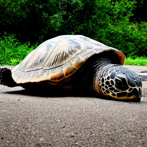 Prompt: gigantic turtle roaming the earth