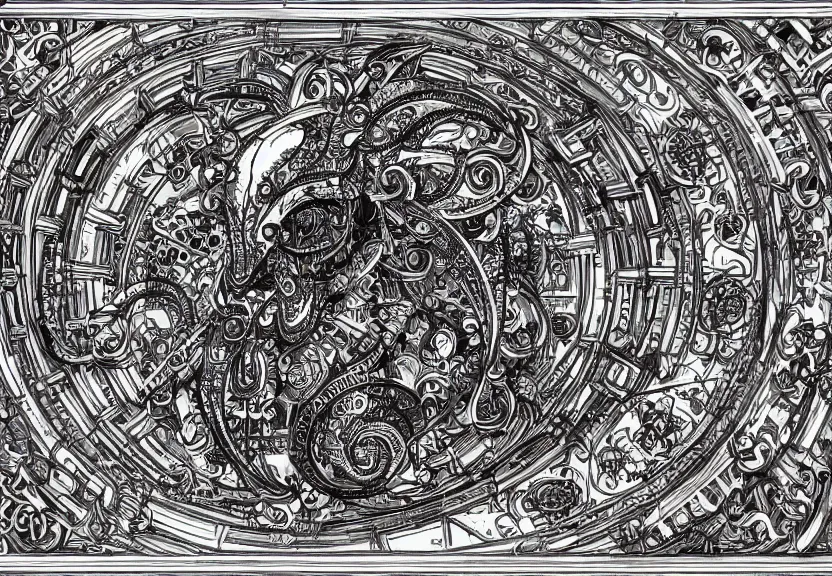 Image similar to small schematic blueprint of highly detailed ornate filigreed convoluted ornamented elaborate cybernetic rat, centered composition, art by da vinci