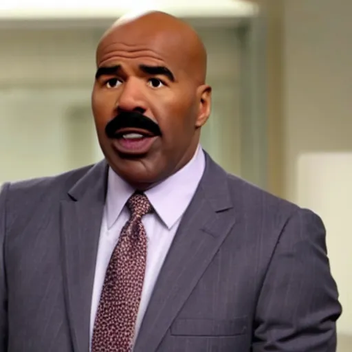 Image similar to a screen still of steve harvey playing dwight in the office