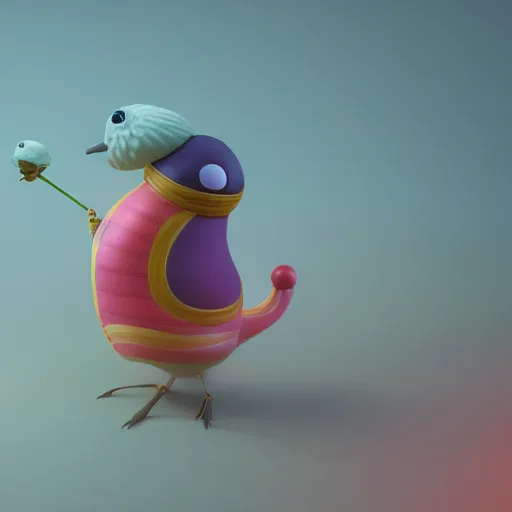 Image similar to a snailbird, a snailbird is a personified happy snail mixed with a bird, has wings, has snail shell, octane render, uhd, by beeple, james jean and petra collins,