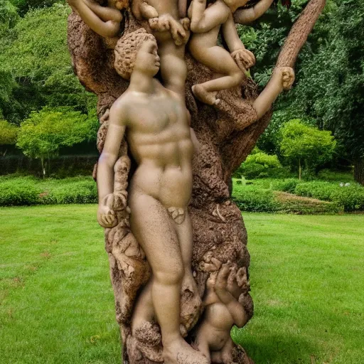 Prompt: high quality photo of cherubim protecting the tree of life in the garden of eden, award winning photography