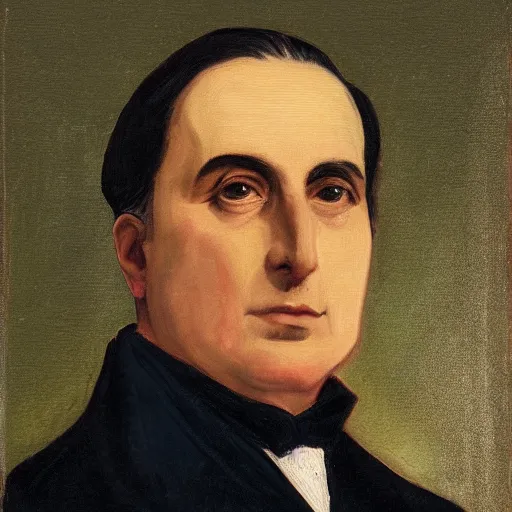 Prompt: portrait of Julius Evola, in the style of the Hudson River School