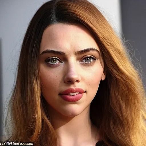 Image similar to a woman who is a genetic combination of kim kardashian and kat dennings and scarlett johansson and margot robbie and emma watson, face and upper - body focus, detailed eyes