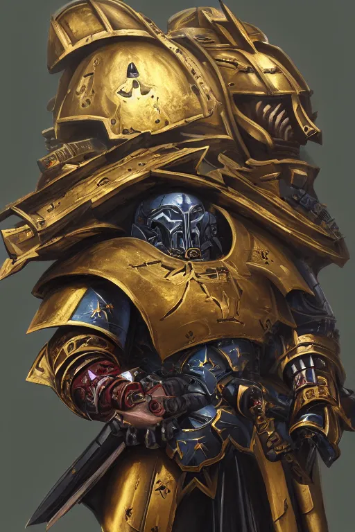 Image similar to armor portrait heros warhammer 4 0 k horus heresy fanart - the primarchs emperor by johannes helgeson animated with vfx concept artist & illustrator global illumination ray tracing hdr fanart arstation zbrush central hardmesh 8 k octane renderer comics stylized