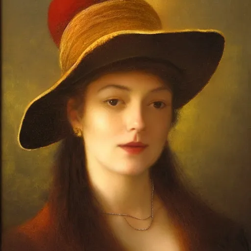 Prompt: portrait of a woman wearing a bowler hat, by howard david johnson.