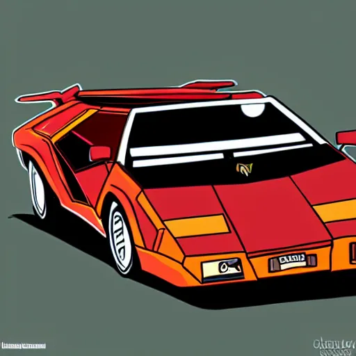 Image similar to Lamborghini Countach, cartoonish, cartoon,