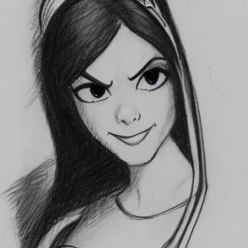 Image similar to milt kahl sketch of victoria justice as princess padme from star wars episode 3